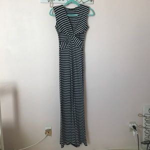 Black and white striped maxi dress
