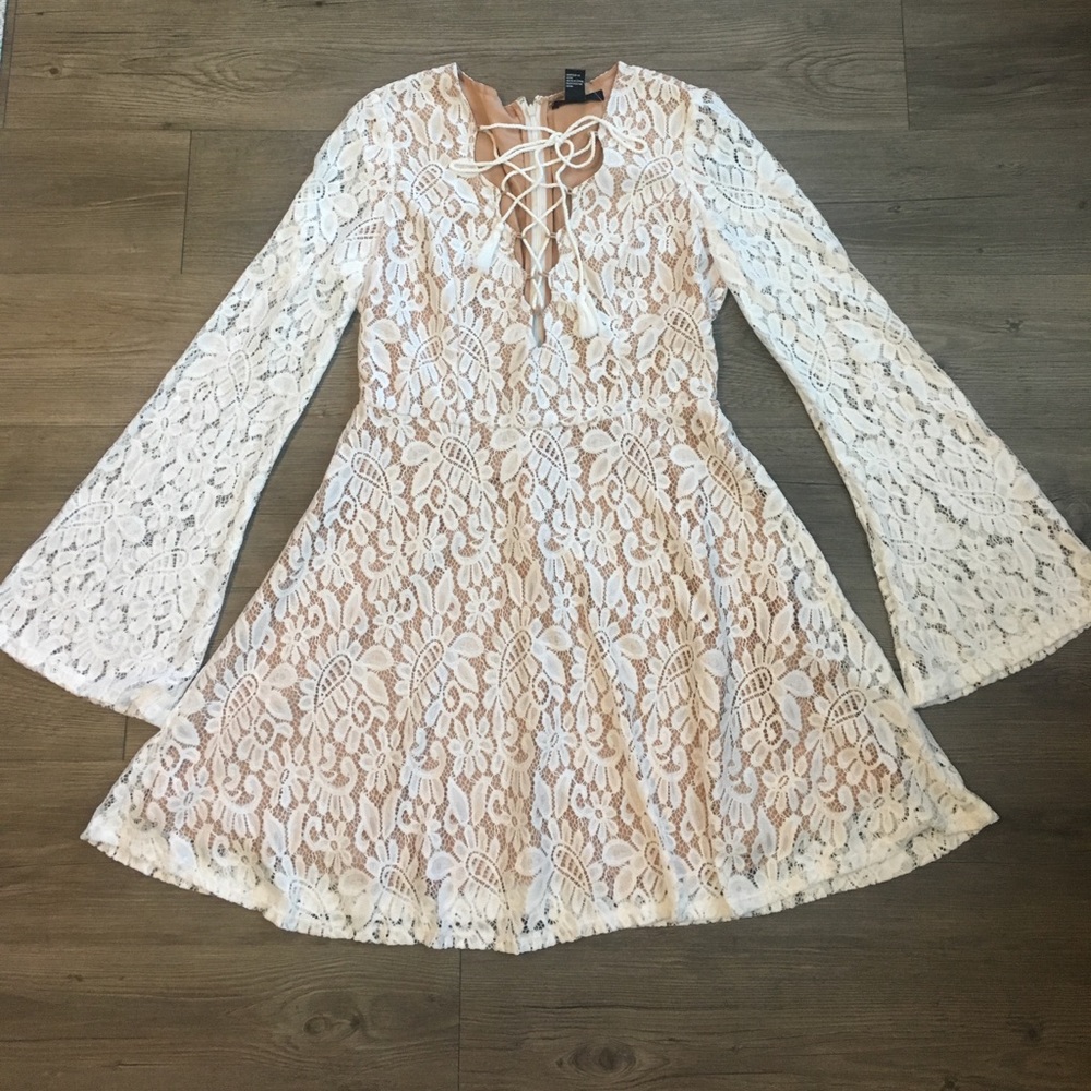 Lace up/ Tassel Bell Sleeve Dress