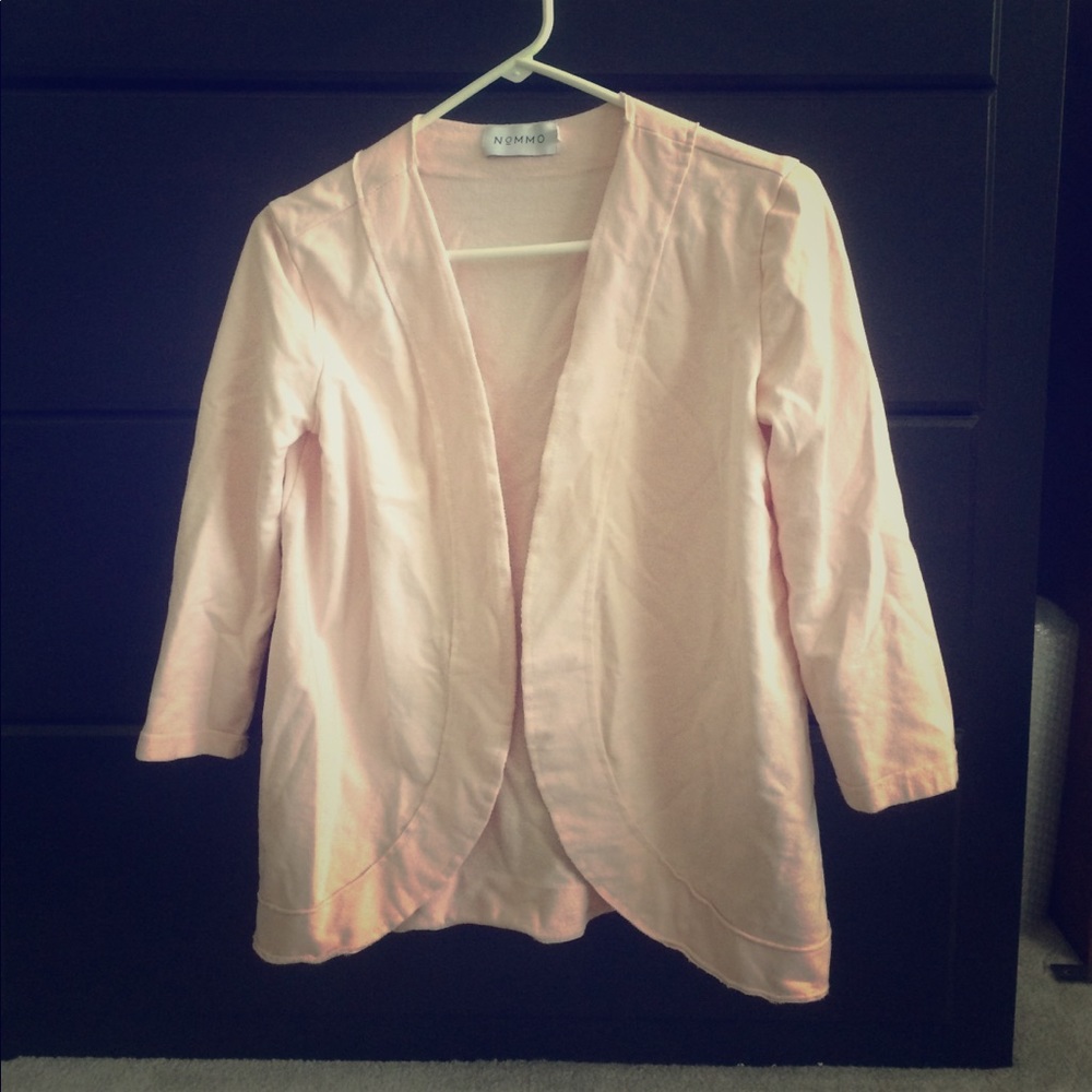 Light pink open blazer quarter sleeve