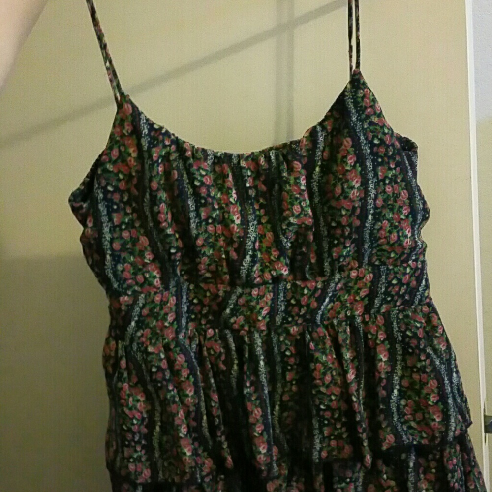 Blue floral vintage ruffle dress