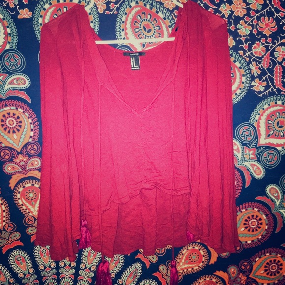 Forever 21 red long sleeve shirt - Picture 1 of 4