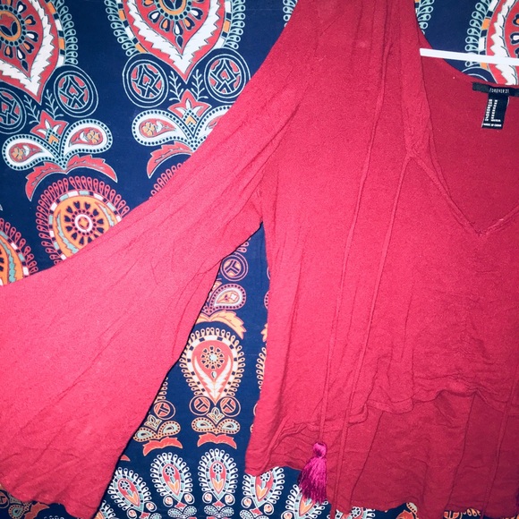 Forever 21 red long sleeve shirt - Picture 2 of 4