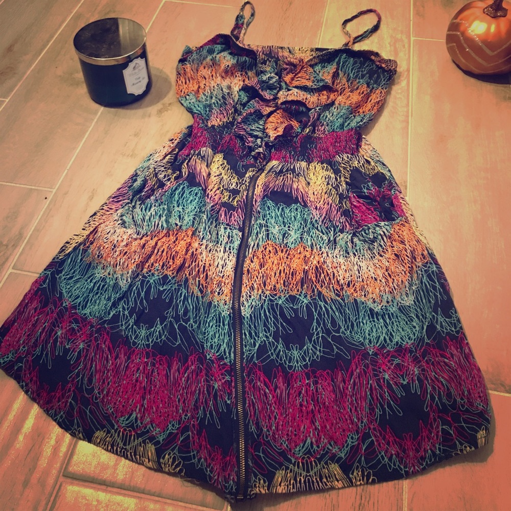 Cotton + Candy | Small | Multi Color Zipper Dress