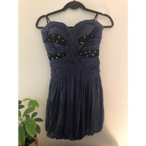 Bebe Blue Studded and Beaded Cocktail Dress.