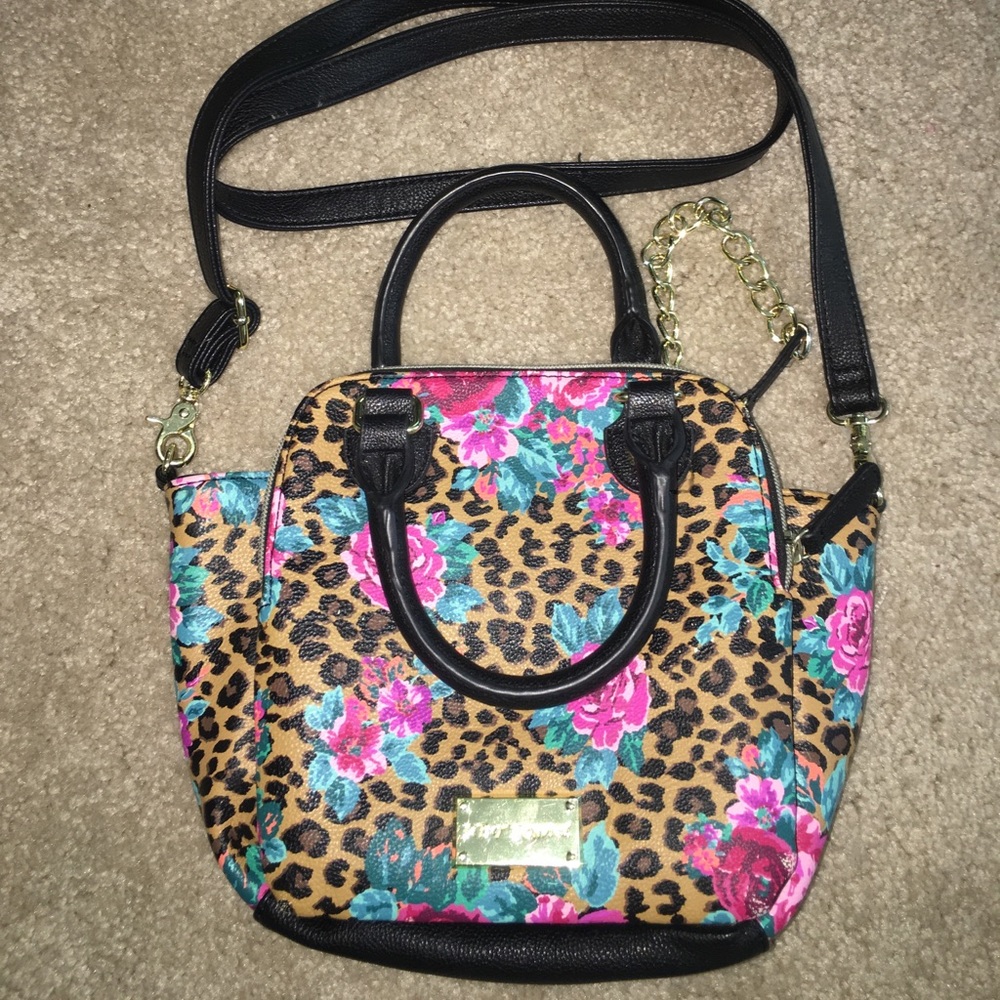 Betsy Johnson Authentic Cheetah Floral Cross Body