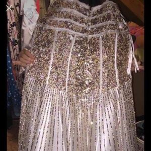 Long dress with cream and purple sparkles