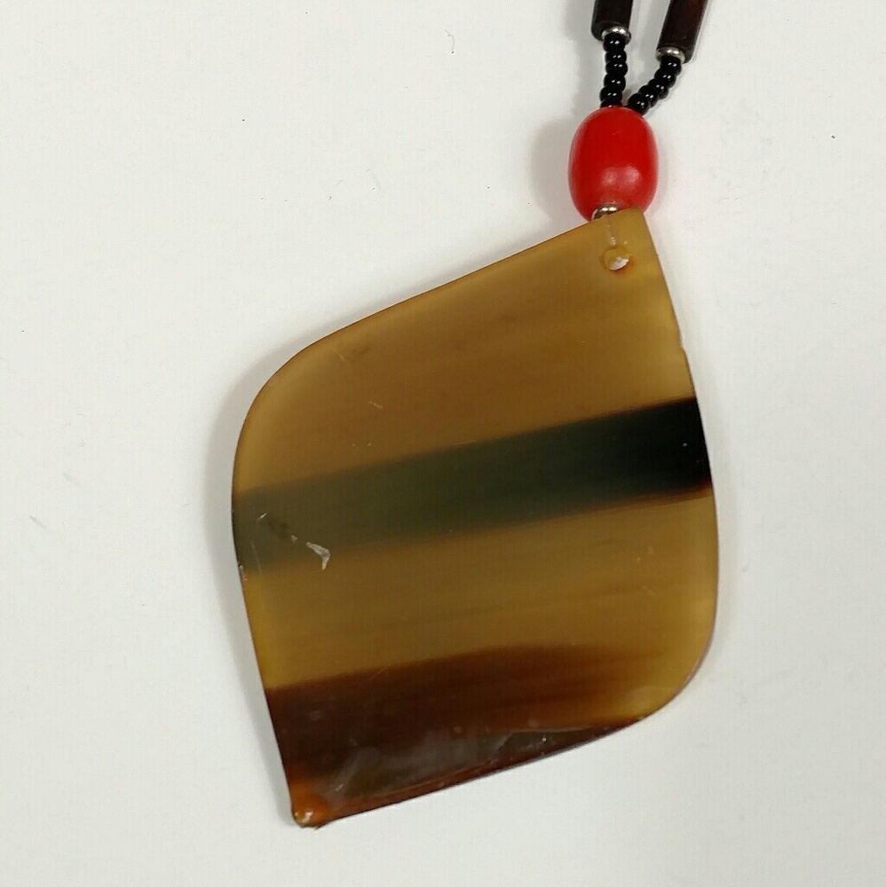 Unique vintage necklace large earth tones pendant - Picture 4 of 8
