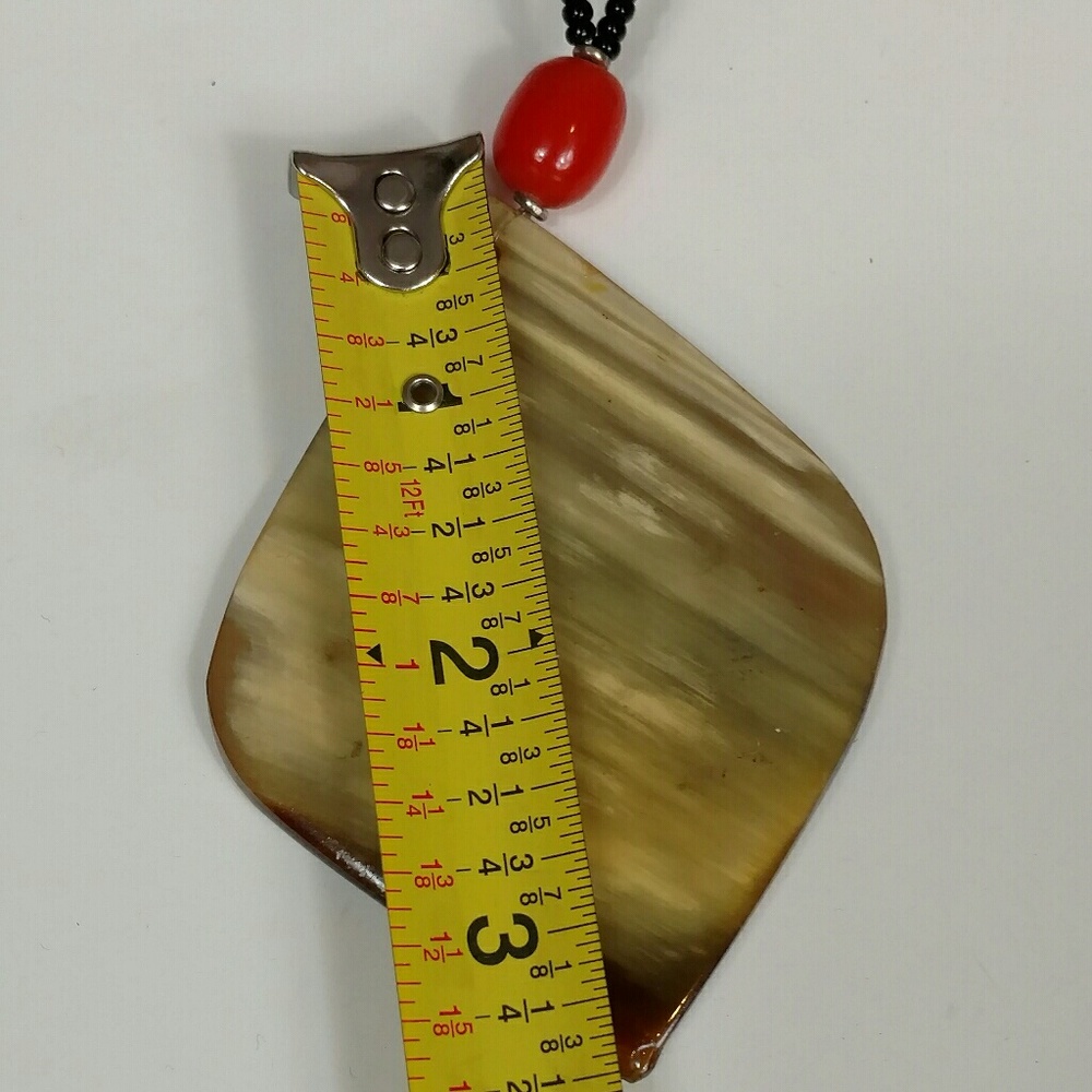 Unique vintage necklace large earth tones pendant - Picture 5 of 8