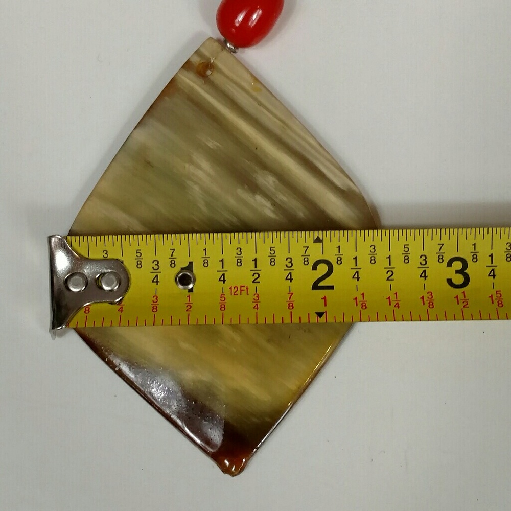 Unique vintage necklace large earth tones pendant - Picture 6 of 8