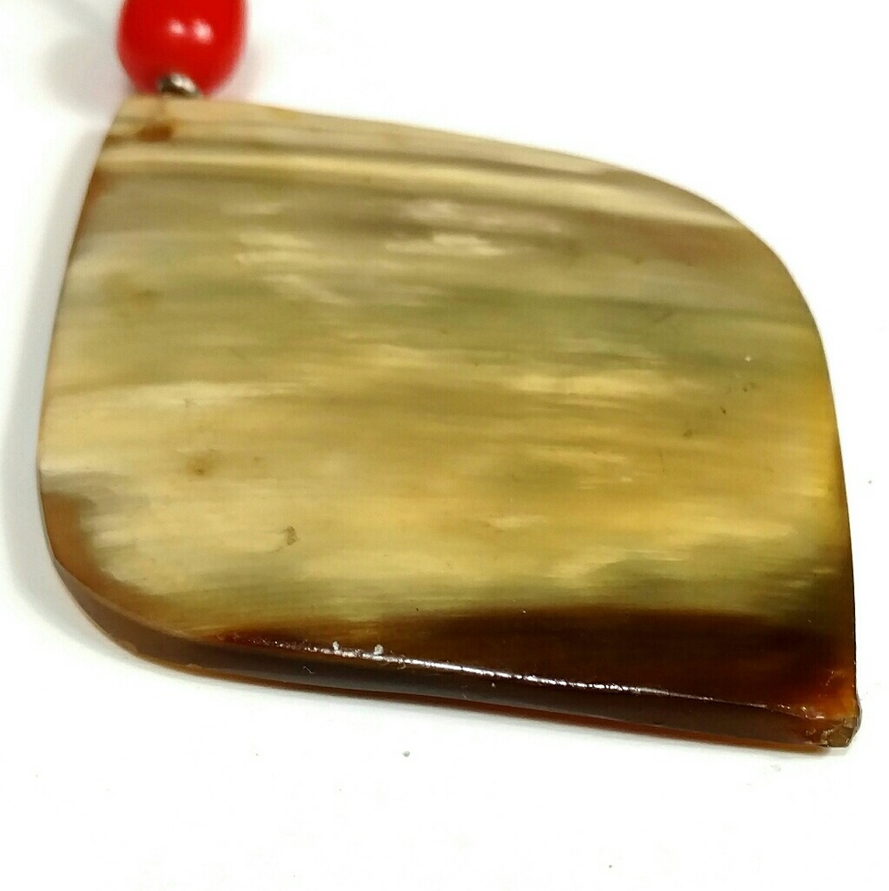 Unique vintage necklace large earth tones pendant - Picture 7 of 8