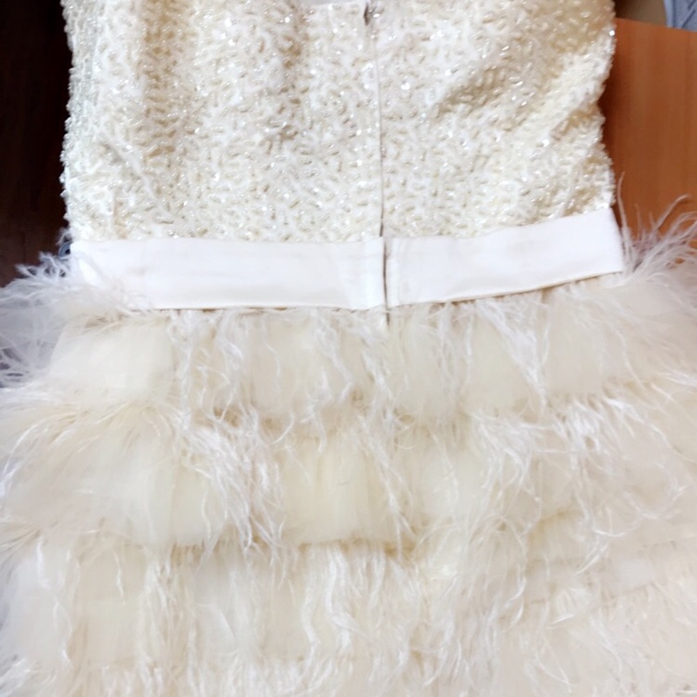 CUSTOM MADE FEATHER/BEADED MINI DRESS