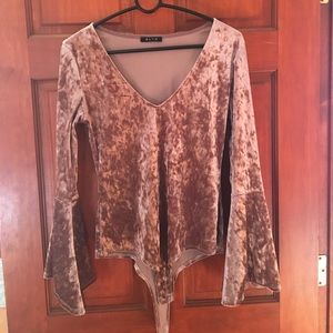 Rose Gold Velvet Bodysuit
