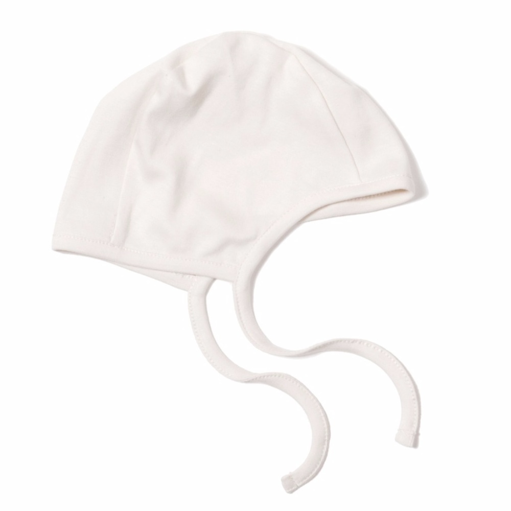 Oeuf Organic Pima Cotton Solid White Tie Hat NWT