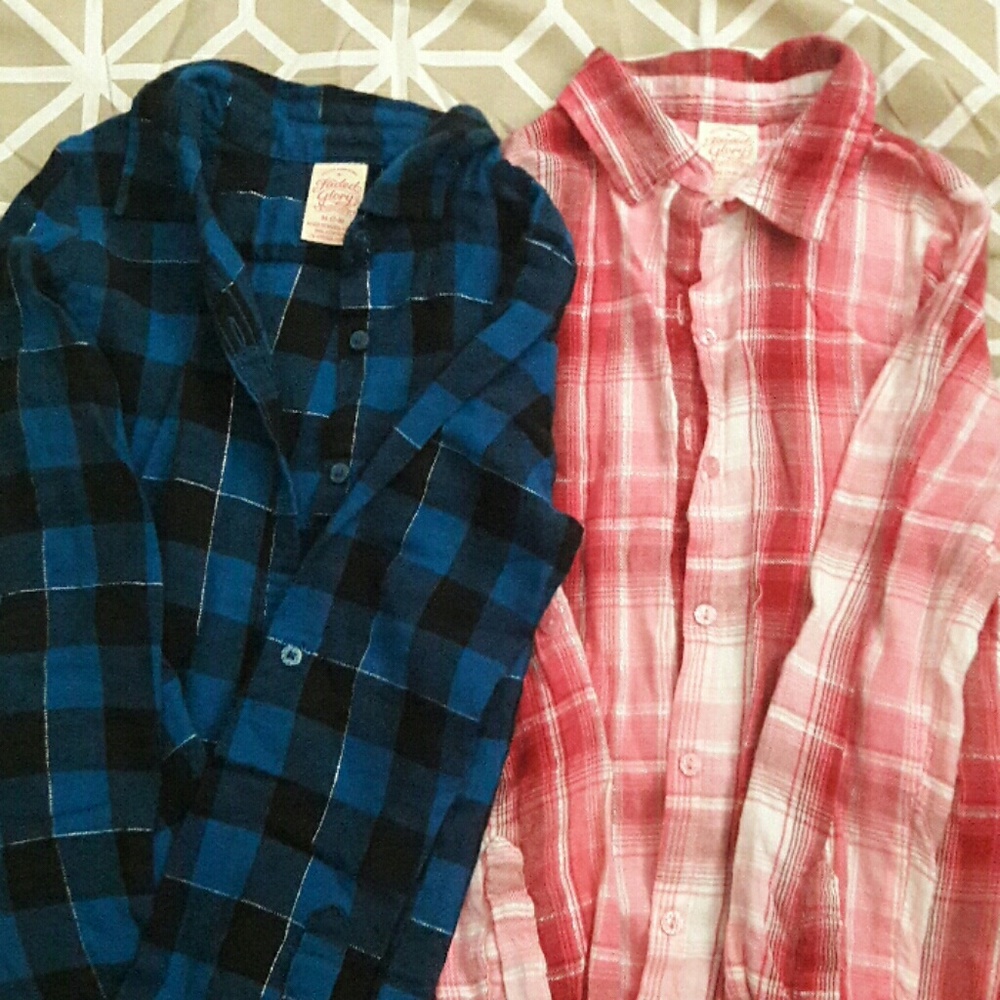 2 warm pink and blue shirts size 7/8