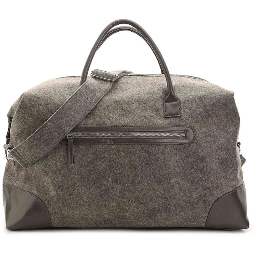 DSW Large Grey Weekender Bag Tote Luggage Wool NEW