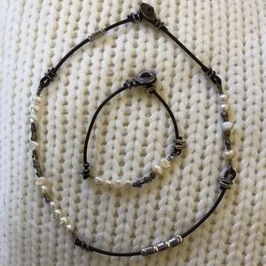 Silpada Leather, Pearl & Sterling Necklace