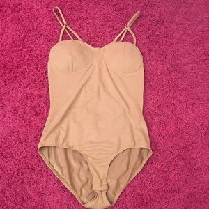 Faux Suede Strappy Caged Bodysuit