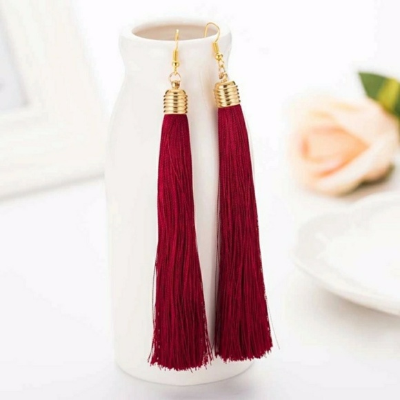 Jewelry - !!!5 for $25 Burgundy Tassel Drop Fringe Earrings