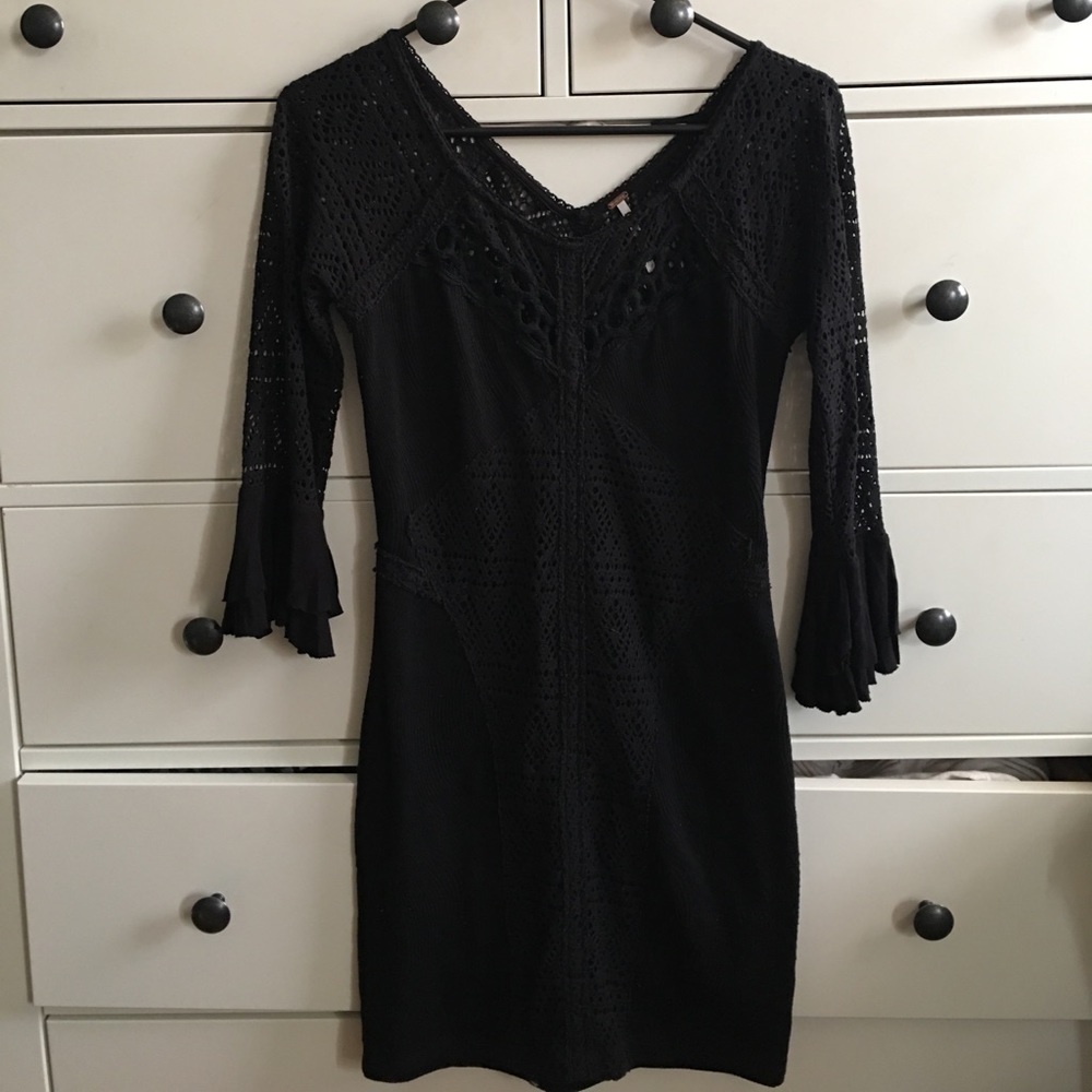 XS Crochet Black Dress