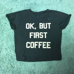 Junior’s Cropped Graphic Tee w/Rolled Sleeves