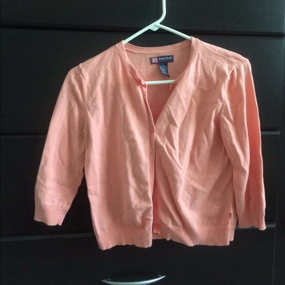 Quarter sleeve crop button cardigan