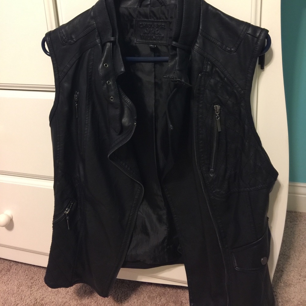 Black Chelsea and Violet Faux leather vest