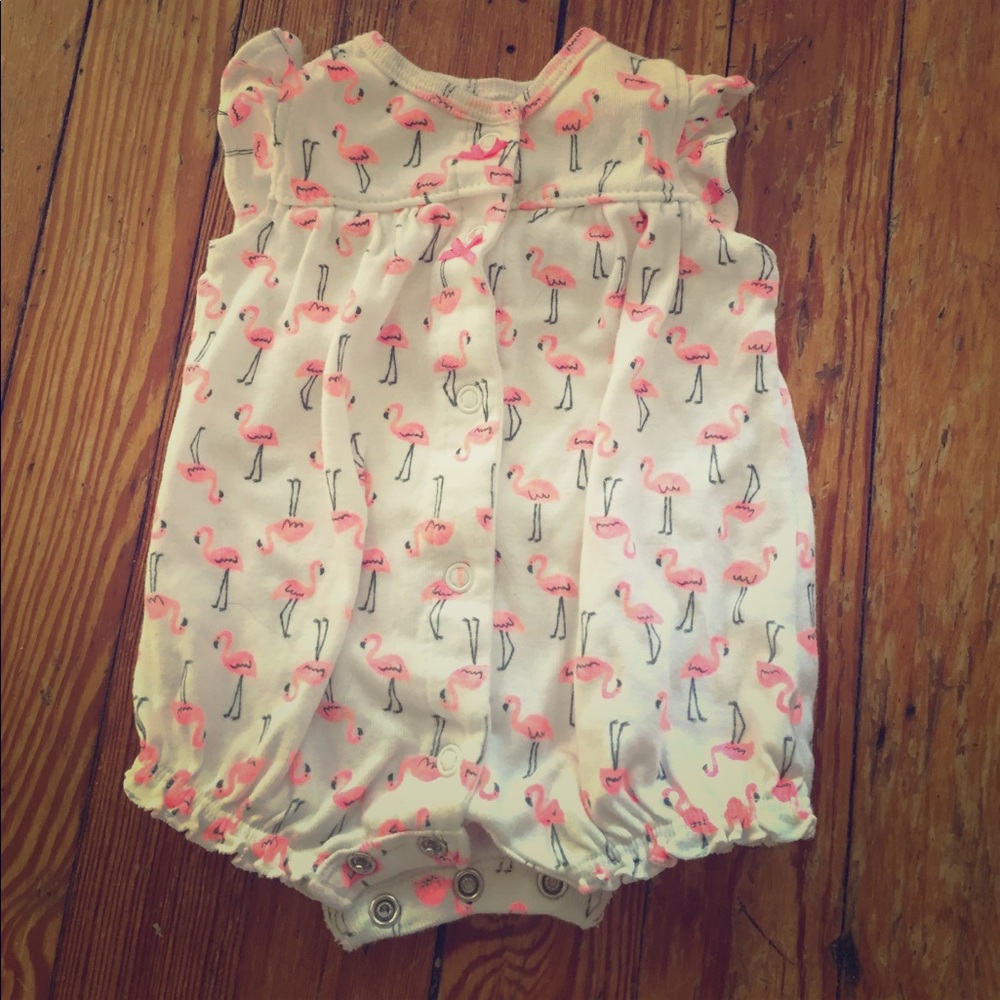 Carriers pink flamingo newborn romper