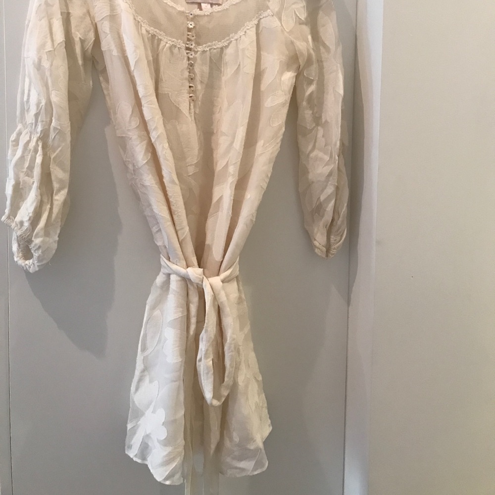 White silk Rebecca Taylor belted tunic dress
