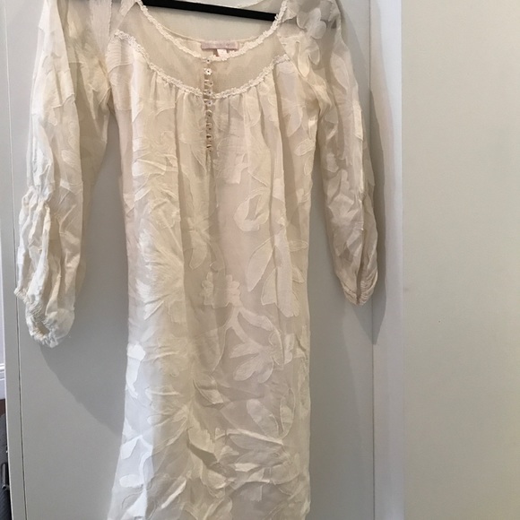 White silk Rebecca Taylor belted tunic dress - Picture 2 of 3