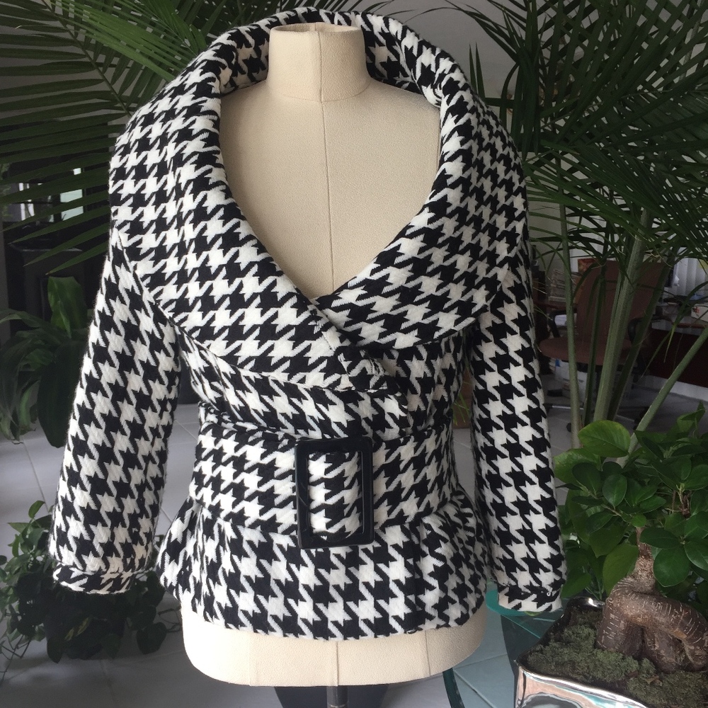 Wet Seal Houndstooth belted pea coat