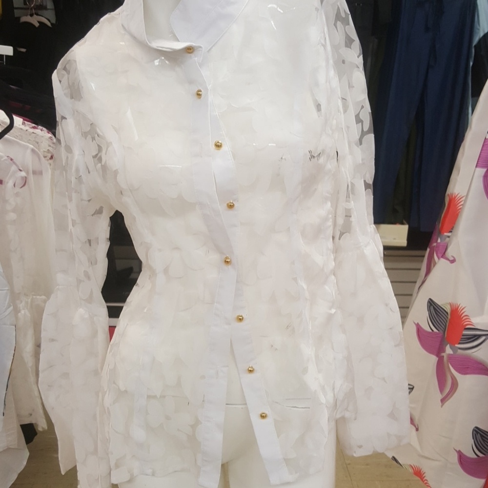 White Sheer Printed Top