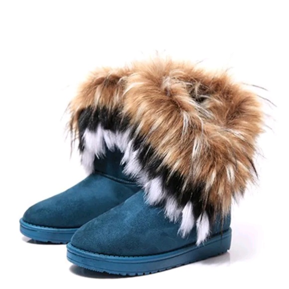 Blue Suede Fur Detailed Winter Boots - Picture 4 of 4