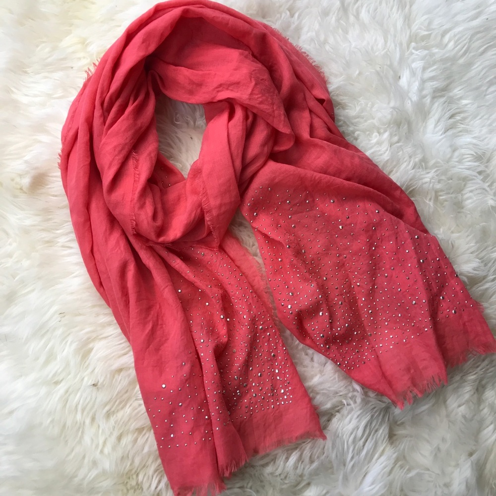 Jewel Coral/Pink and Silver Scarf!