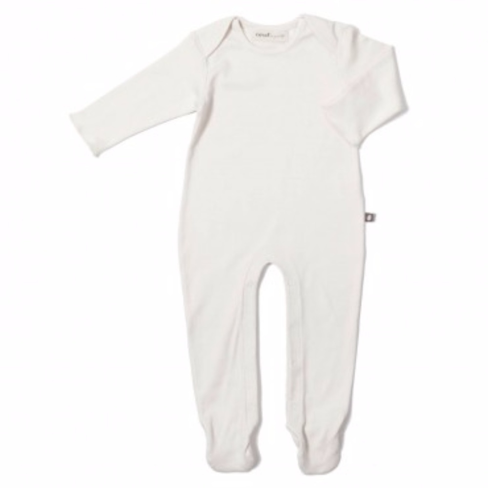 Oeuf Organic Pima Cotton Solid White Footie Jumper