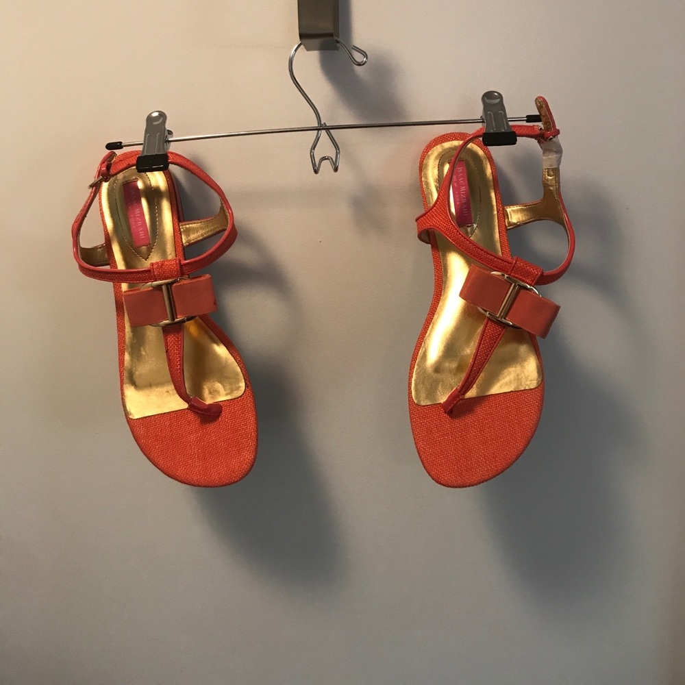 Orange linen Isaac Mizrahi sandals