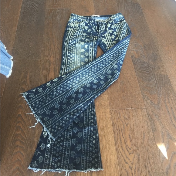 patterned flare jeans