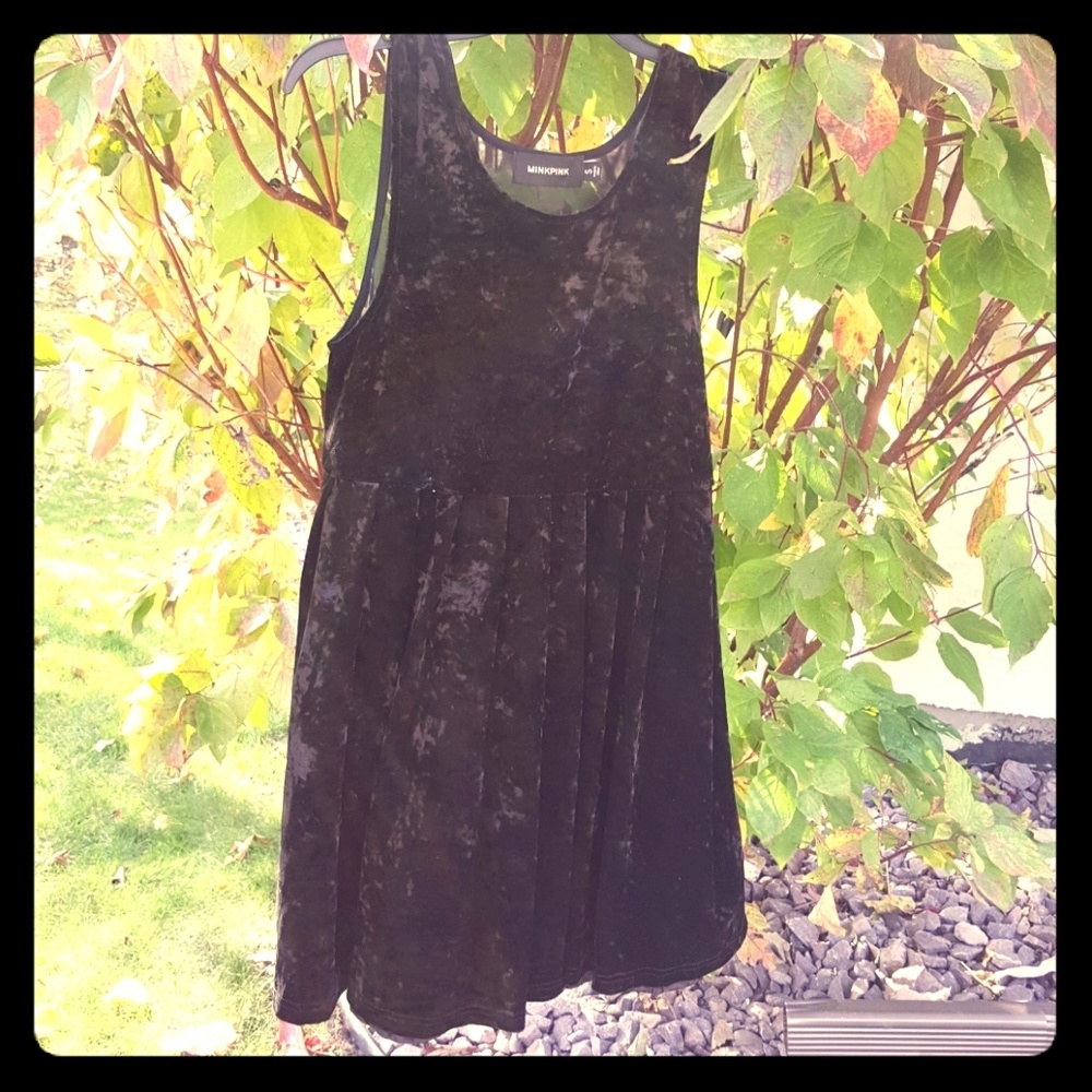 Black velvet mini dress