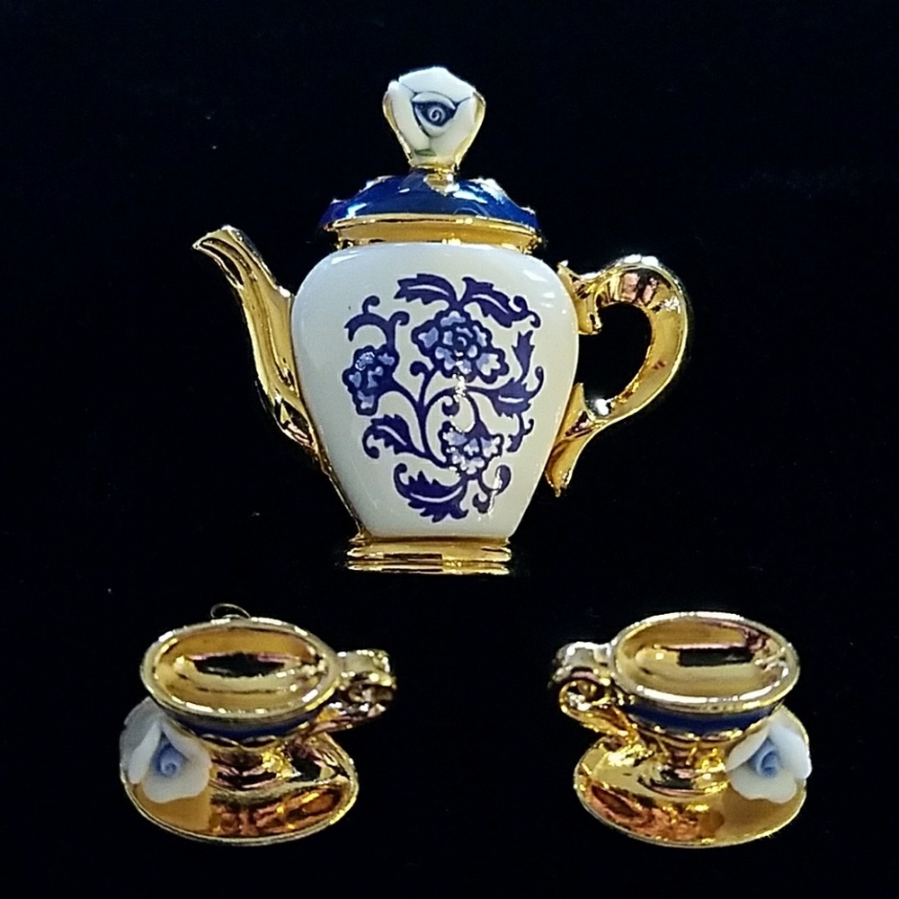 Tea Set Earrings & Pin