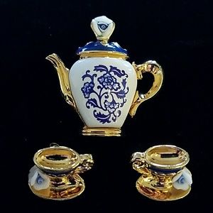 Tea Set Earrings & Pin