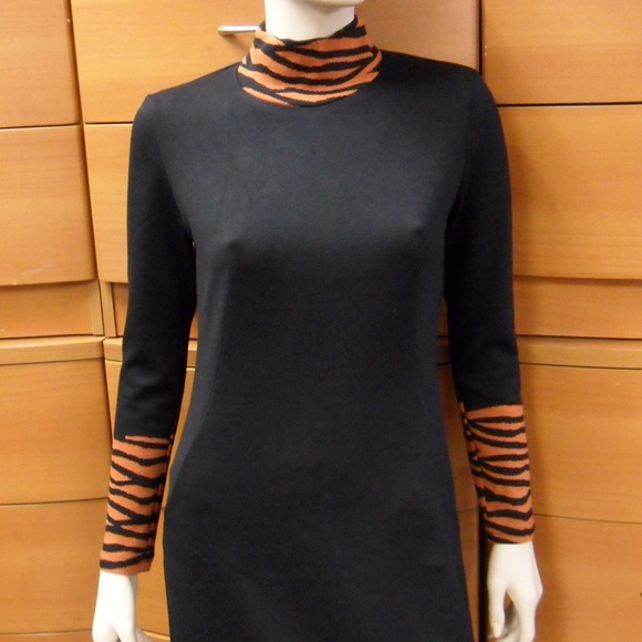 WEAR TO WORK MOCK NECK DRESS BLACK MADE IN EUROPE - Picture 3 of 6