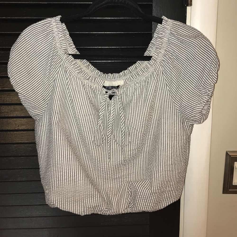 Off the shoulder striped crop top