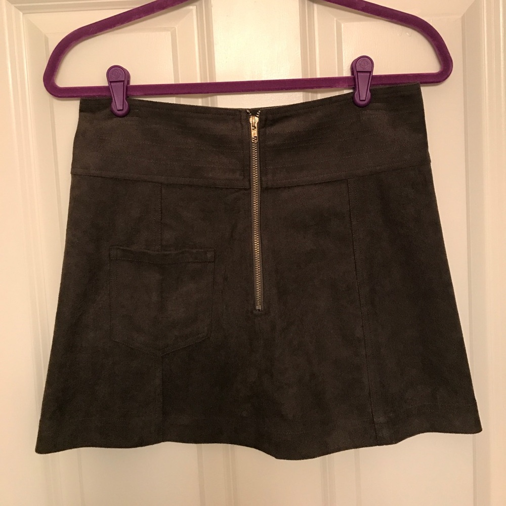 Olive Green Suede Skirt
