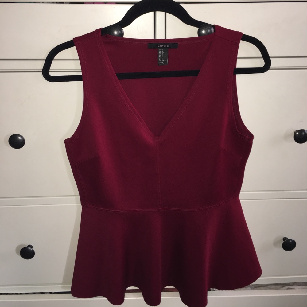 Red peplum blouse size Large