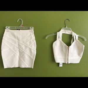 Bebe white bandage top and skirt
