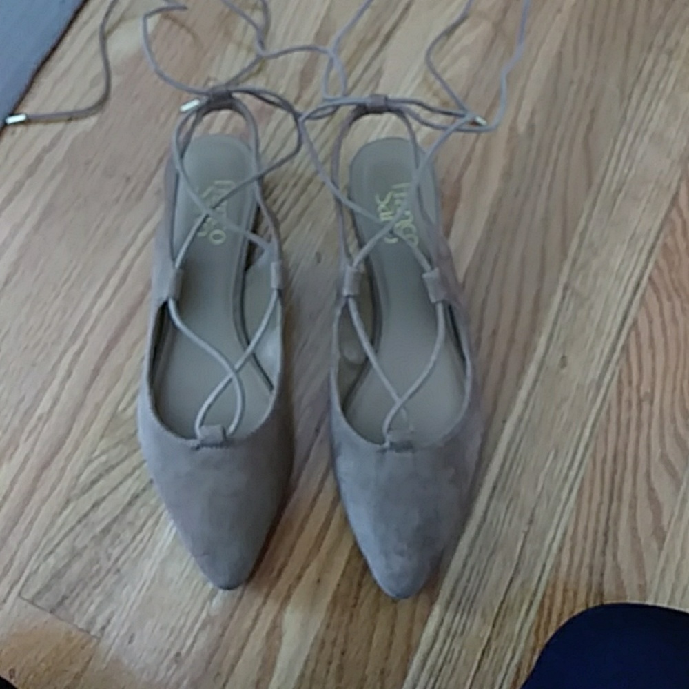 Franco sarto suede cream flat sandal