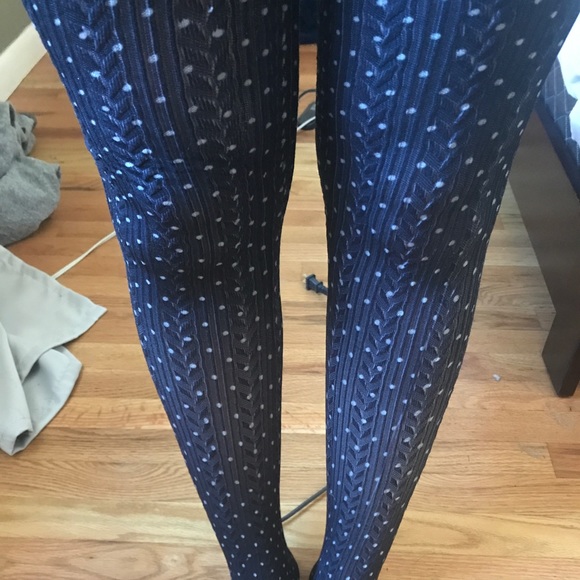 navy polka dot tights