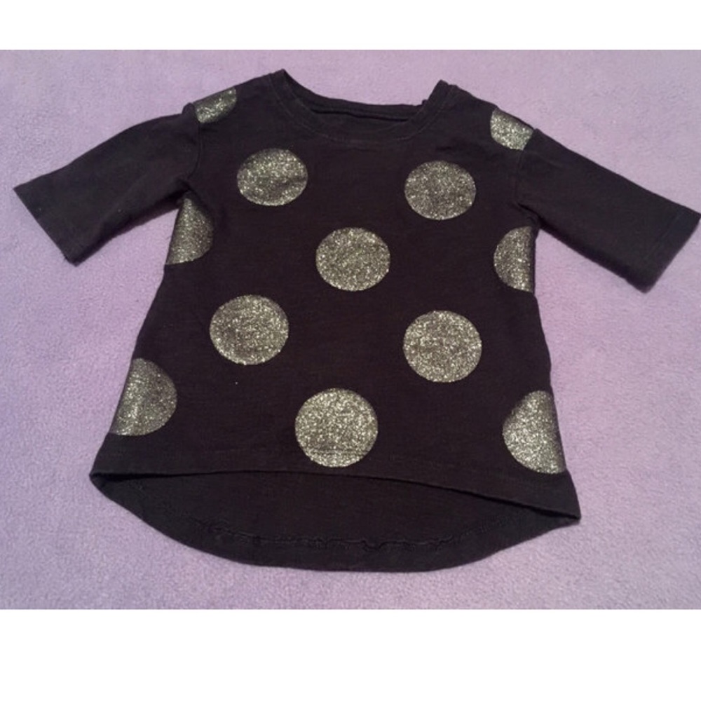 Navy Top w/ Silver Polka Dots
