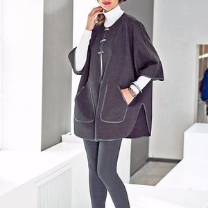 FALL JACKET KIMONO SLEEVES BLACK WITH POCKETS MADE IN EUROPE XL