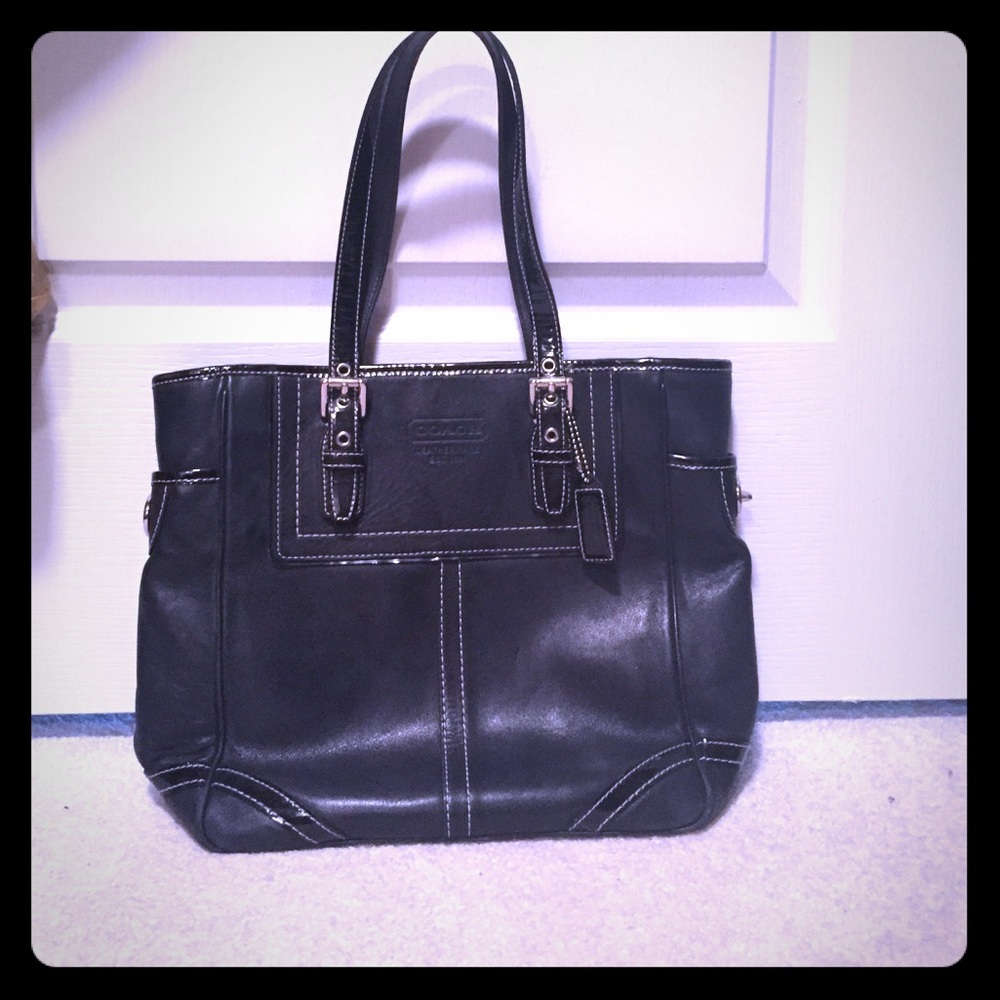 Black leather Coach bag