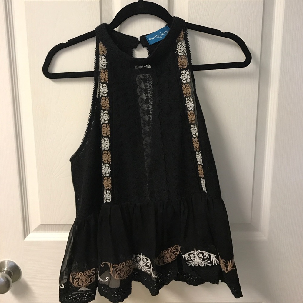 Willy Jays High Neck Lace Detail Tank